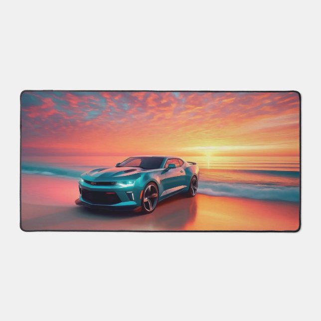 Sport Car on Beach  Desk Mat (Front)
