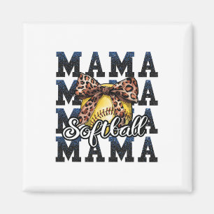 Sport Cheer Blue Coquette Bow Softll Mama Mom Moth Magnet