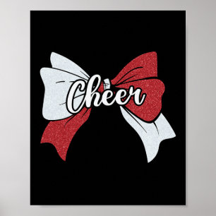 Sport Cheer Coquette Bow White Red Cheerleader Che Poster