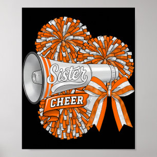 Sport Cheer Sister Bow Orange Cheerleading Cheerle Poster