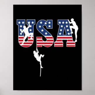 Sport Climbing Usa Flag Proud American Patriotic C Poster