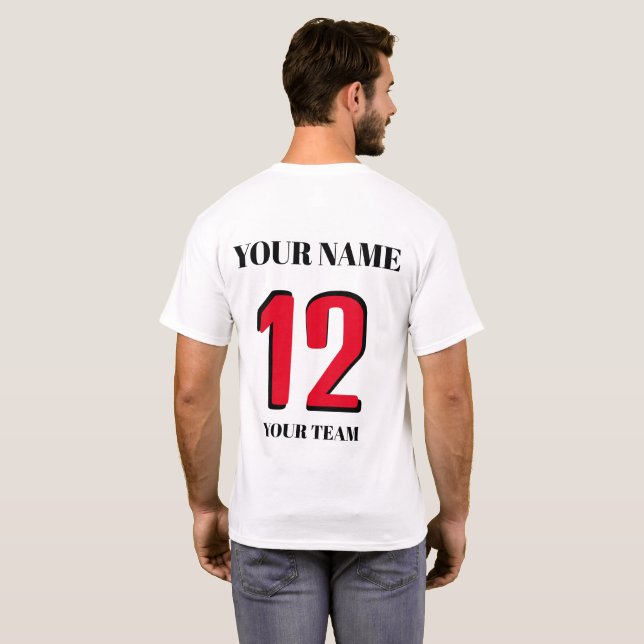 Sport customized Name number icon or flag T-Shirt (Back Full)