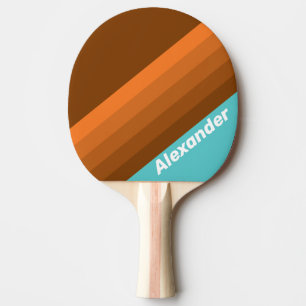 Sport Desert Teal Stripes with Name Ping Pong Paddle