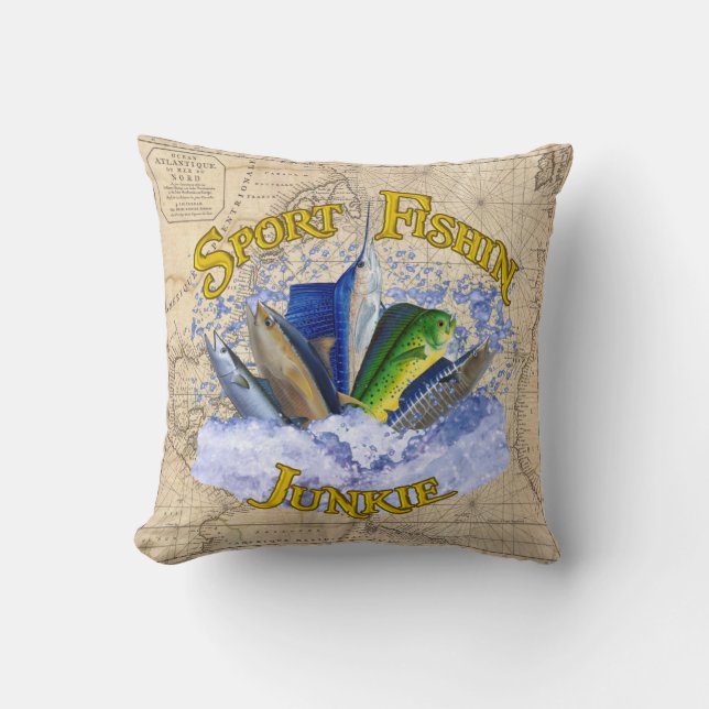 Sport Fishin Junkie Pillow (Front)