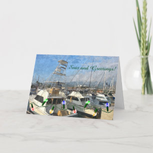 Sport Fishing Boats Holiday Card