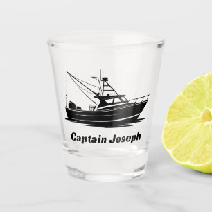Sport Fishing Trawler Boat Captain Name Shot Glass