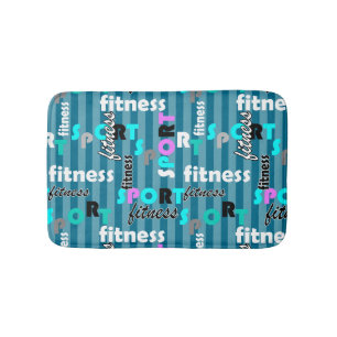 sport fitness bright text pattern for sportswear bath mat