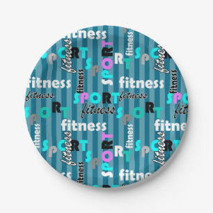 sport fitness bright text pattern for sportswear paper plate