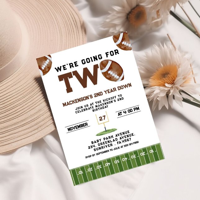 Sport Football  Second Birthday 2nd year Down Invitation (Creator Uploaded)