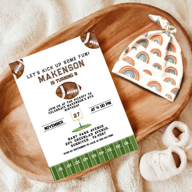 Sport Football  Second Birthday 8th year Down Invitation (Creator Uploaded)