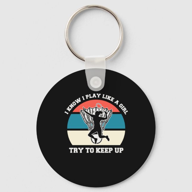 Sport Girl Love Playing Badminton Keychain (Front)