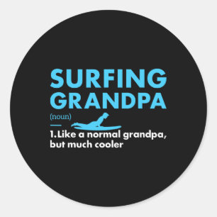 Sport Grandpa Definition Surfing  Classic Round Sticker