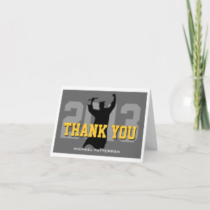 Sport Guy Graduation Thank You Black Gold Card