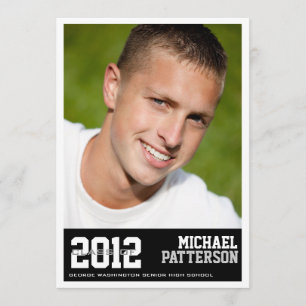 Sport Guy Photo Graduation Party Invitation noire