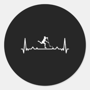 Sport Heartbeat Field Hockey Classic Round Sticker