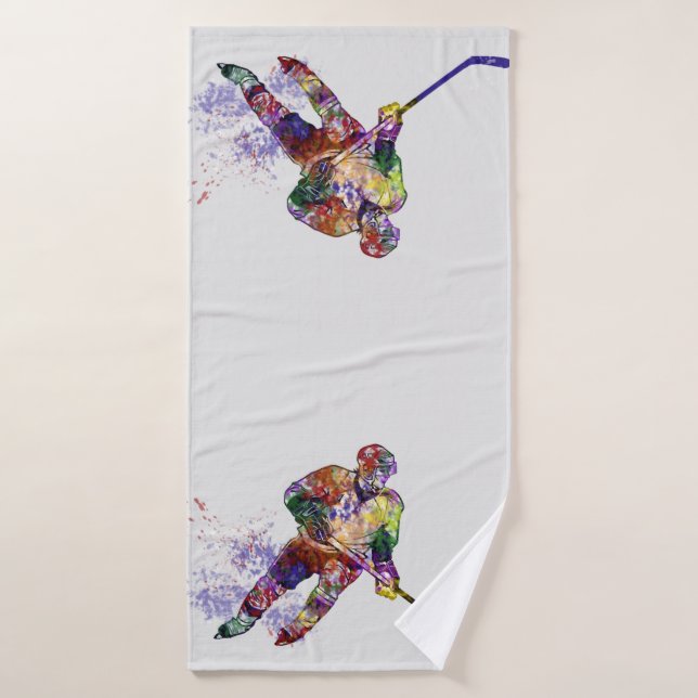 Sport Hockey Player colourful Bath Towel (Bath Towel)