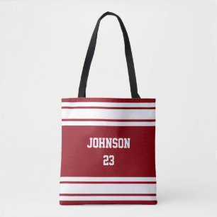 Sport Jersey Dark Red and White - DIY Text & Colou Tote Bag
