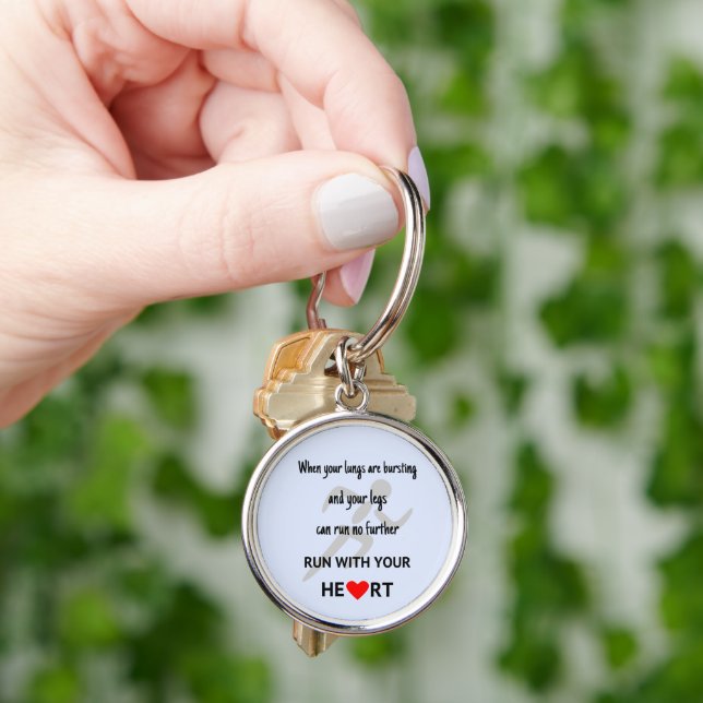 Sport motivational runners quote blue keychain (Hand)