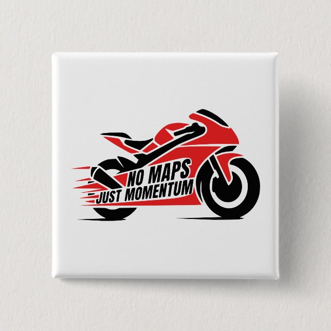Sport Motorcycle 2 Inch Square Button (Front)