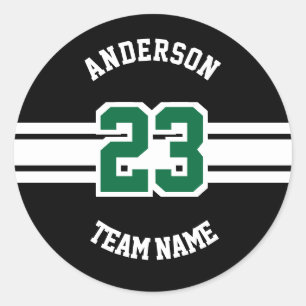 Sport Name, Team and Number Designs Classic Round Sticker