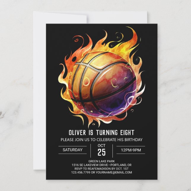 Sport Net Orange Basketball Birthday Invitation (Front)