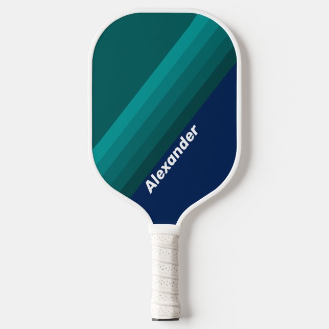 Sport Ocean Tide Stripes with Name Pickleball Paddle (Front)