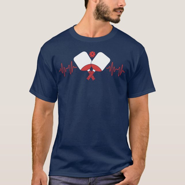 Sport Paddle Ball Pickleball Heartbeat friend funn T-Shirt (Front)