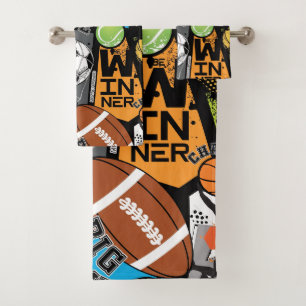 Sport Pattern With Balls Bath Towel Set