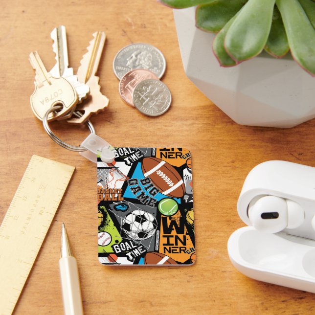 Sport Pattern With Balls Keychain (Desk)