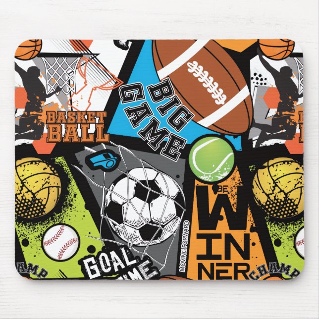 Sport Pattern With Balls Mouse Pad (Front)