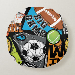 Sport Pattern With Balls Round Pillow