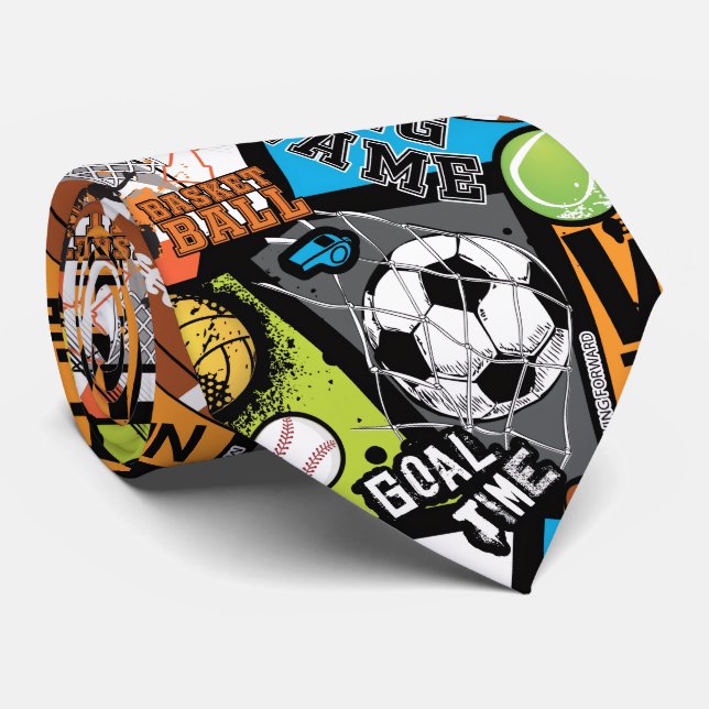 Sport Pattern With Balls Tie (Rolled)