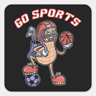 Sport Peanut, Go Sports Square Sticker