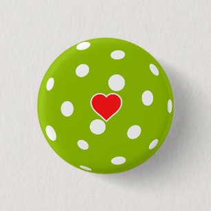 Sport Pickleball green ball with heart 1 Inch Round Button