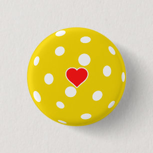Sport Pickleball yellow ball with heart 1 Inch Round Button