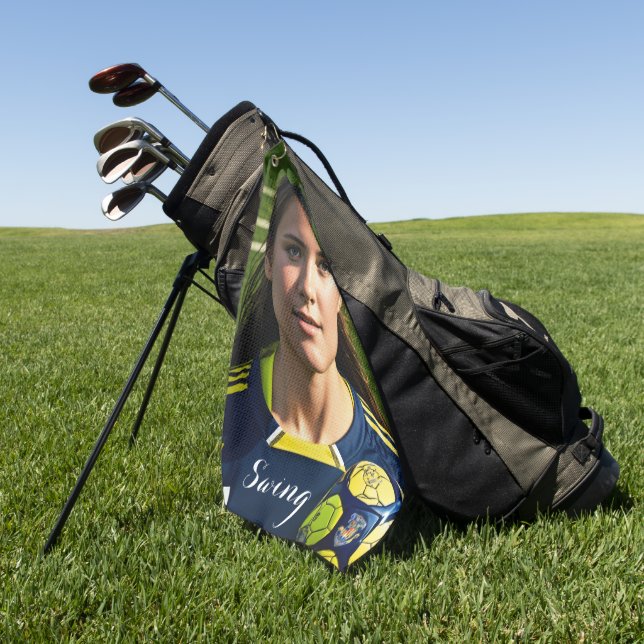 Sport Player Girl Swing Golf Towel (Green)