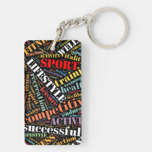 Sport related words pattern keychain