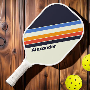 Sport Retro Five Striped with Name Pickleball Paddle