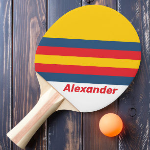 Sport Retro Mountain Stripes with Name Ping Pong Paddle