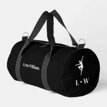 Sac de danse | Noir Initiales Nom Duffle Sac