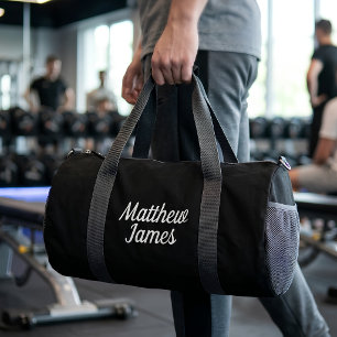 Sport Sac de gym noir personnalisé avec nom