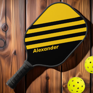 Sport Safety Bee Nostalgic Stripes with Name Pickleball Paddle