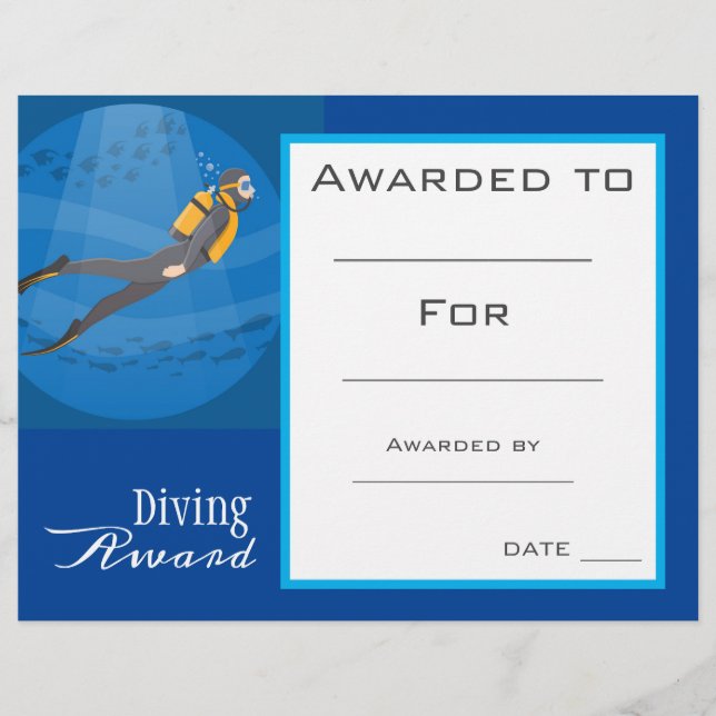 Sport scuba diving certificate award (Front)