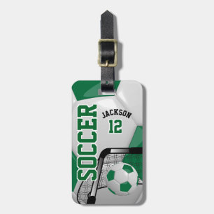Sport Soccer DIY Text - Dark Green Luggage Tag
