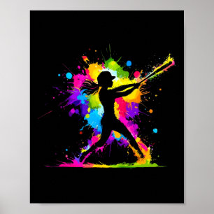 Sport Softll Girl Women Watercolor Art Drip Theme Poster