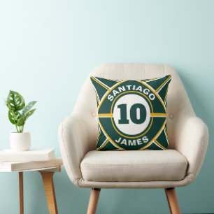 Sport Theme Green and Yellow Throw Pillow