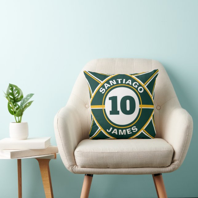 Sport Theme Green and Yellow Throw Pillow (Chair)