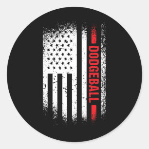 Sport Us Flag Dodgeball 2 Classic Round Sticker