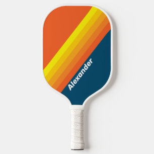 Sport Vintage Sea Sun Stripes with Name Pickleball Paddle