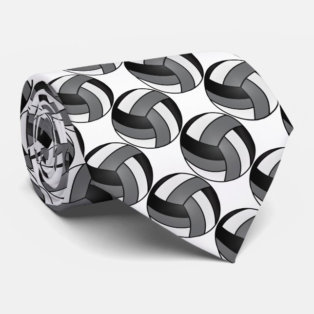 Sport White, Black and Grey Volleyball Tie (Rolled)